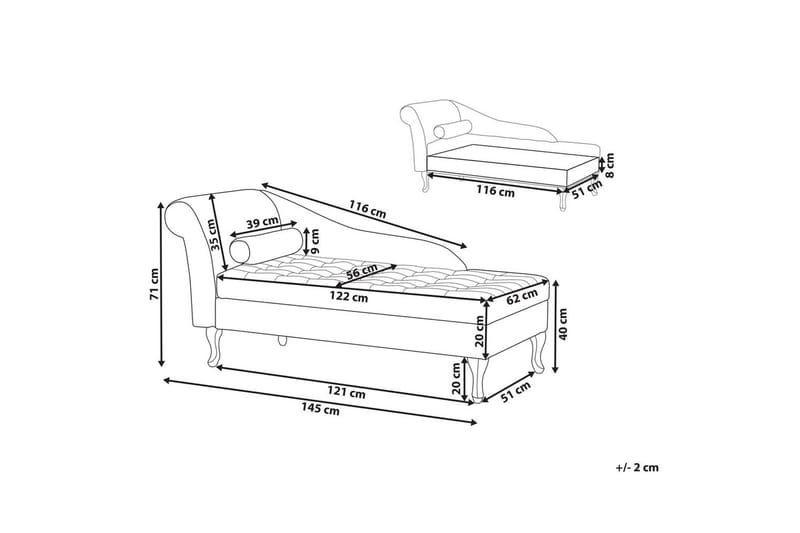 Schäslong Pessac Grå, svart, Vänstervänd - Grå, svart, Vänstervänd - Möbler - Soffa - Modulsoffor - Övriga moduler till modulsoffa