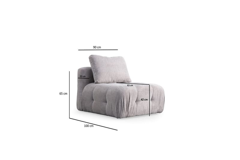 Yvara Mittmodul 90 cm - Ljusgrå - Möbler - Soffa - Modulsoffor - Mittmodul