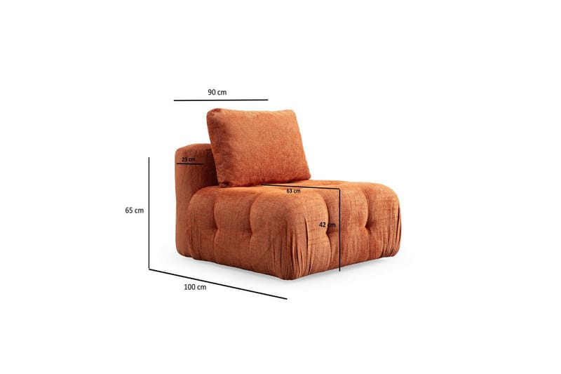Yvara Mittmodul 90 cm - Orange - Möbler - Soffa - Modulsoffor - Mittmodul