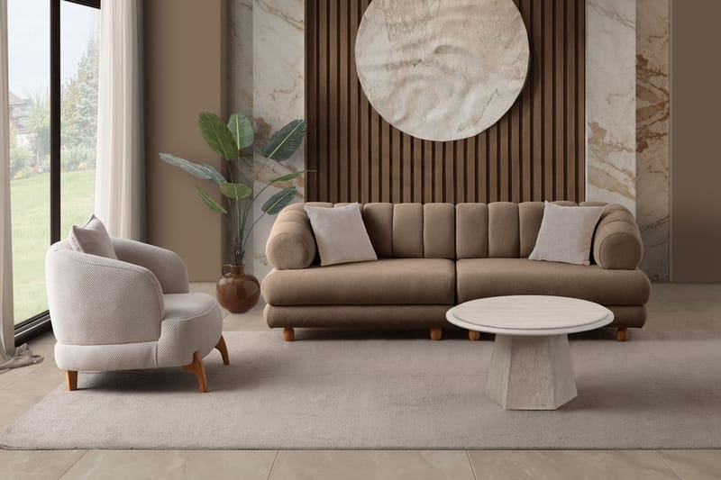Munemori 3-sits Soffa 240x80x95 cm - Latte - Möbler - Soffa - 3 sits soffa