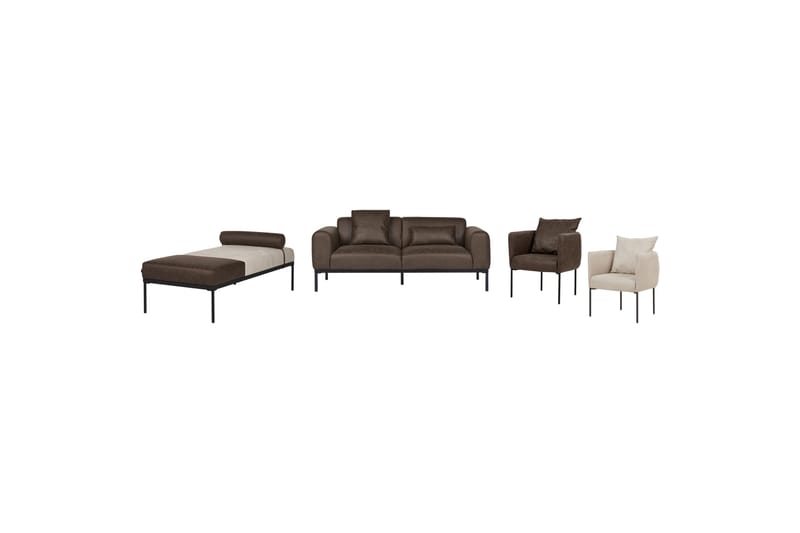 Naklund Soffa 2-sits - Brun/Svart - Möbler - Soffa - Skinnsoffor