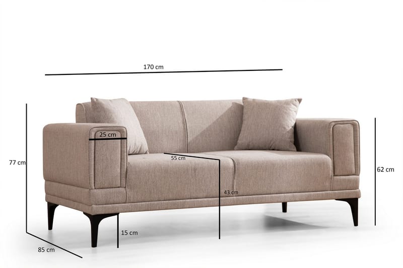 Naoko 3-sits Soffa - Ljusbrun - Möbler - Soffa - 2 sits soffa