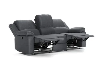 Norbo Reclinersoffa - Fällbar soffa 3-sits - Biosoffa i Tyg - Mörkgrå - Möbler - Soffa - 3 sits soffa