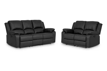 Norbo Soffgrupp 3-sits+2-sits Konstläder - Svart - Möbler - Soffa - Soffgrupp