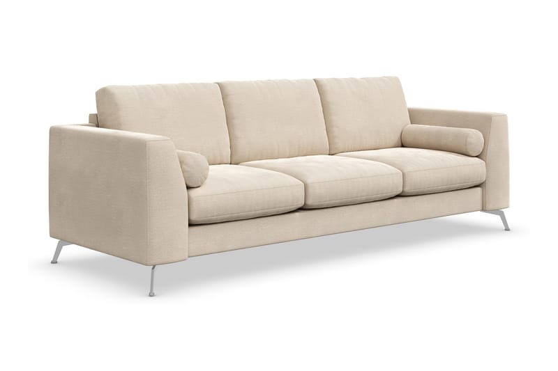 Ocean Lyx 3-sits Sammetssoffa med Nackrullar - Beige - Möbler - Soffa - Sammetssoffa