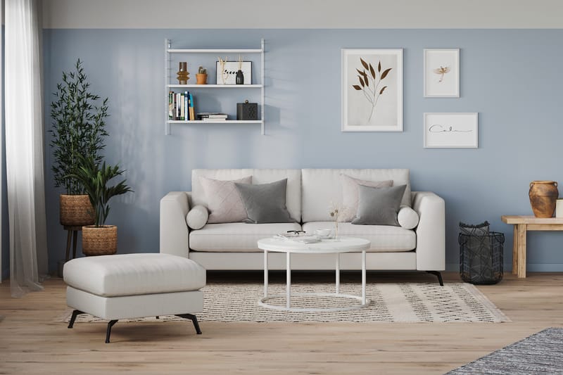 Ocean Lyx 3-sits Soffa med Nackrullar 222 cm i Tyg - Beige|Vit|Grå - Möbler - Soffa - 3 sits soffa