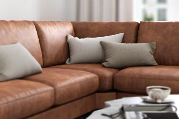 Ocean Lyx 5-sits Vändbar L-formad Hörnsoffa i Konstläder - Brun - Möbler - Soffa - Skinnsoffor
