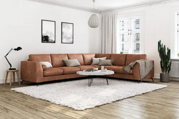 Ocean Lyx 5-sits Vändbar L-formad Hörnsoffa i Konstläder - Brun - Möbler - Soffa - Skinnsoffor