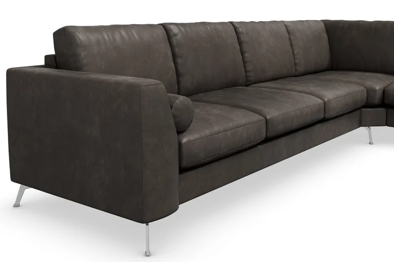 Ocean Lyx 5-sits Vändbar L-formad Hörnsoffa i Konstläder - Mörkgrå - Möbler - Soffa - Skinnsoffor