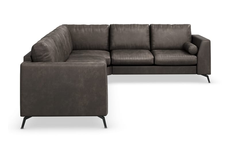 Ocean Lyx 5-sits Vändbar L-formad Hörnsoffa i Konstläder - Mörkgrå - Möbler - Soffa - Skinnsoffor