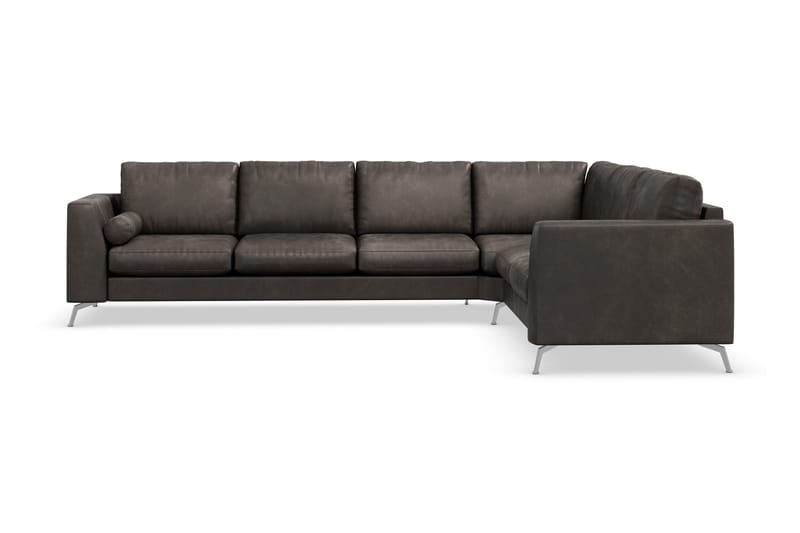 Ocean Lyx 5-sits Vändbar L-formad Hörnsoffa i Konstläder - Mörkgrå - Möbler - Soffa - Skinnsoffor