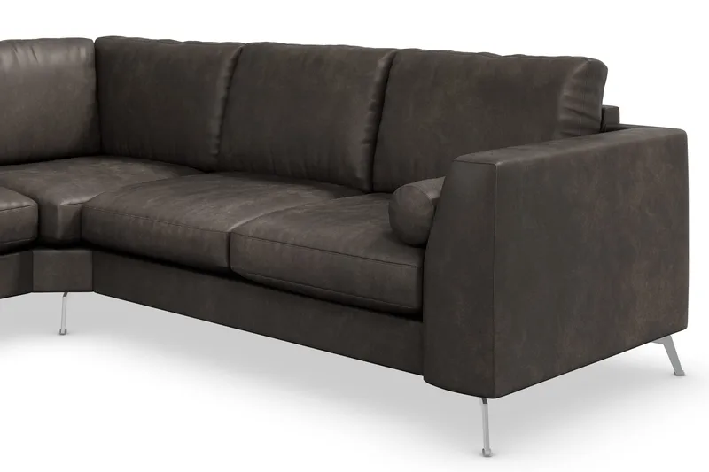 Ocean Lyx 5-sits Vändbar L-formad Hörnsoffa i Konstläder - Mörkgrå - Möbler - Soffa - Skinnsoffor