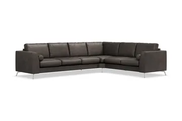 Ocean Lyx 5-sits Vändbar L-formad Hörnsoffa i Konstläder - Mörkgrå - Möbler - Soffa - Skinnsoffor