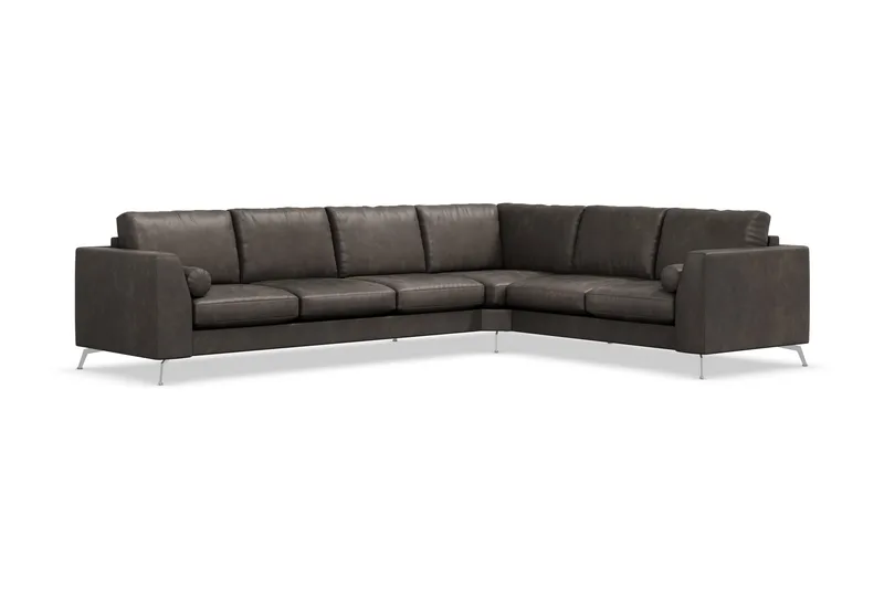 Ocean Lyx 5-sits Vändbar L-formad Hörnsoffa i Konstläder - Mörkgrå - Möbler - Soffa - Skinnsoffor