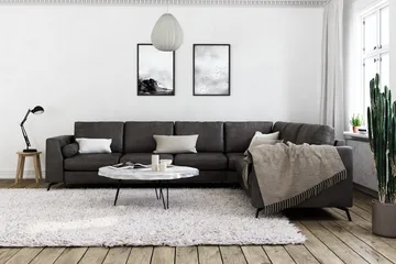 Ocean Lyx 5-sits Vändbar L-formad Hörnsoffa i Konstläder - Mörkgrå - Möbler - Soffa - Skinnsoffor