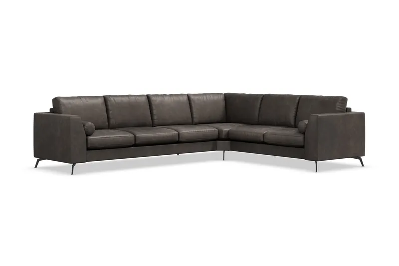 Ocean Lyx 5-sits Vändbar L-formad Hörnsoffa i Konstläder - Mörkgrå - Möbler - Soffa - Skinnsoffor