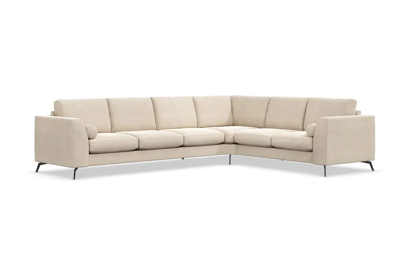 Ocean Lyx 5-sits Vändbar L-formad Hörnsoffa i Sammet - Beige - Möbler - Soffa - Hörnsoffa