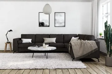 Ocean Lyx 5-sits Vändbar L-formad Hörnsoffa i Sammet - Mörkgrå - Möbler - Soffa - Hörnsoffa