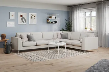 Ocean Lyx 5-sits Vändbar L-formad Hörnsoffa i Tyg - Ljusgrå - Möbler - Soffa - Hörnsoffa