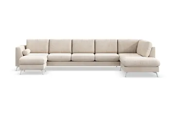 Ocean Lyx 6-sits Högervänd U-formad Soffa med Divan och Schäslong + Fotpall i Manchester