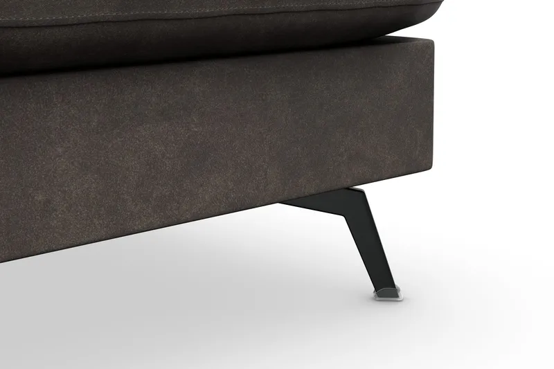 Ocean Lyx 6-sits Högervänd U-formad Soffa med Divan och Schäslong + Fotpall i Konstläder - Mörkgrå - Möbler - Soffa - Skinnsoffor