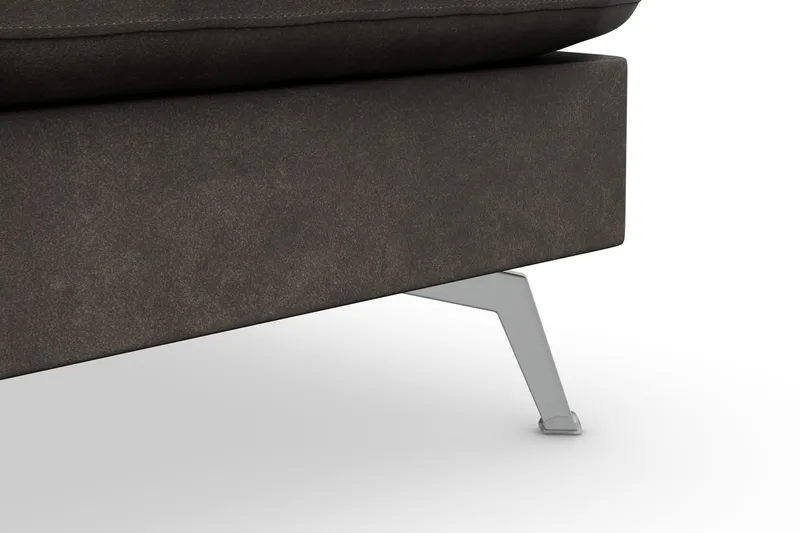 Ocean Lyx 6-sits Högervänd U-formad Soffa med Divan och Schäslong + Fotpall i Konstläder - Mörkgrå - Möbler - Soffa - Skinnsoffor
