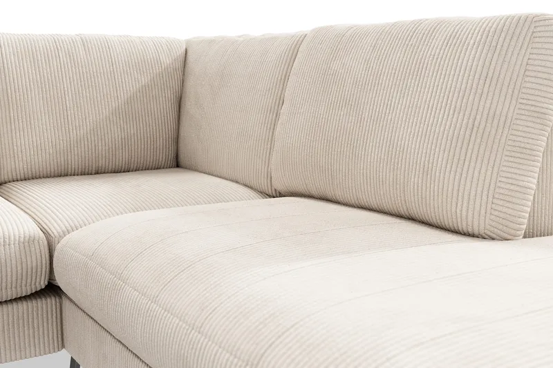 Ocean Lyx 6-sits Högervänd U-formad Soffa med Divan och Schäslong + Fotpall i Manchester - Beige - Möbler - Soffa - U-soffa