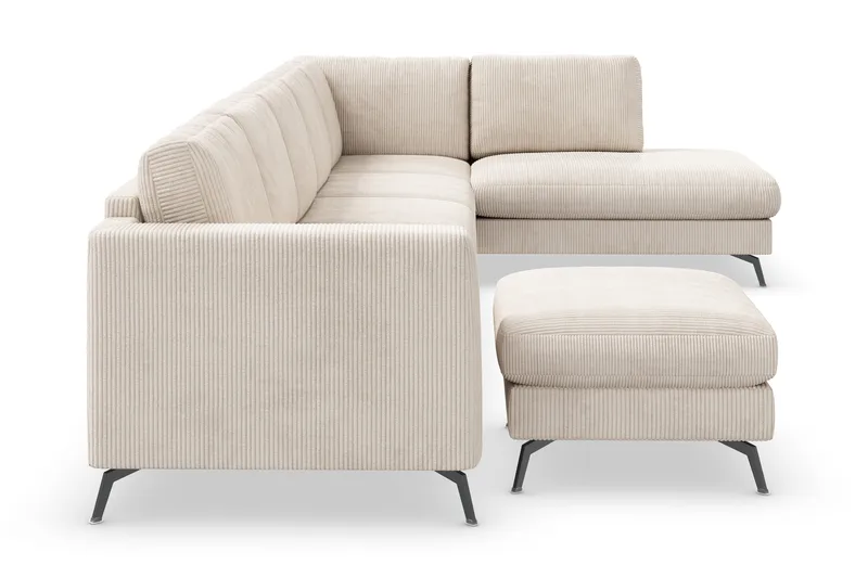 Ocean Lyx 6-sits Högervänd U-formad Soffa med Divan och Schäslong + Fotpall i Manchester - Beige - Möbler - Soffa - U-soffa