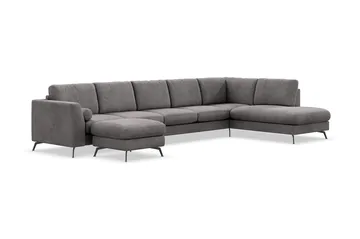 Ocean Lyx 6-sits Högervänd U-formad Soffa med Divan och Schäslong + Fotpall i Manchester - Mörkgrå - Möbler - Soffa - U-soffa