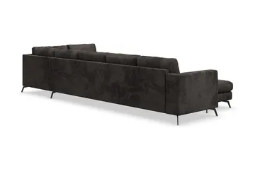 Ocean Lyx 6-sits Högervänd U-formad Soffa med Divan och Schäslong + Fotpall i Sammet - Mörkgrå - Möbler - Soffa - U-soffa