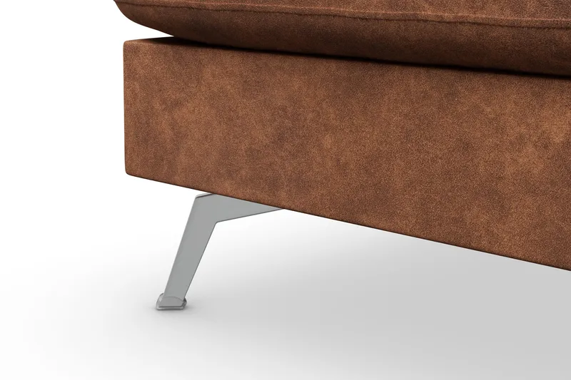 Ocean Lyx 6-sits Vänstervänd U-formad Soffa med Divan och Schäslong + Fotpall i Konstläder - Brun - Möbler - Soffa - Skinnsoffor