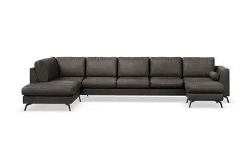 Ocean Lyx 6-sits Vänstervänd U-formad Soffa med Divan och Schäslong + Fotpall i Konstläder