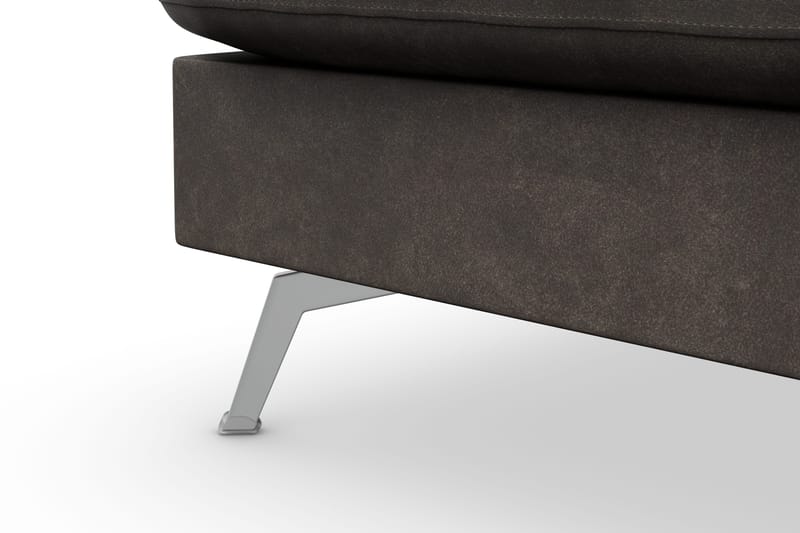 Ocean Lyx 6-sits Vänstervänd U-formad Soffa med Divan och Schäslong + Fotpall i Konstläder - Mörkgrå - Möbler - Soffa - Skinnsoffor