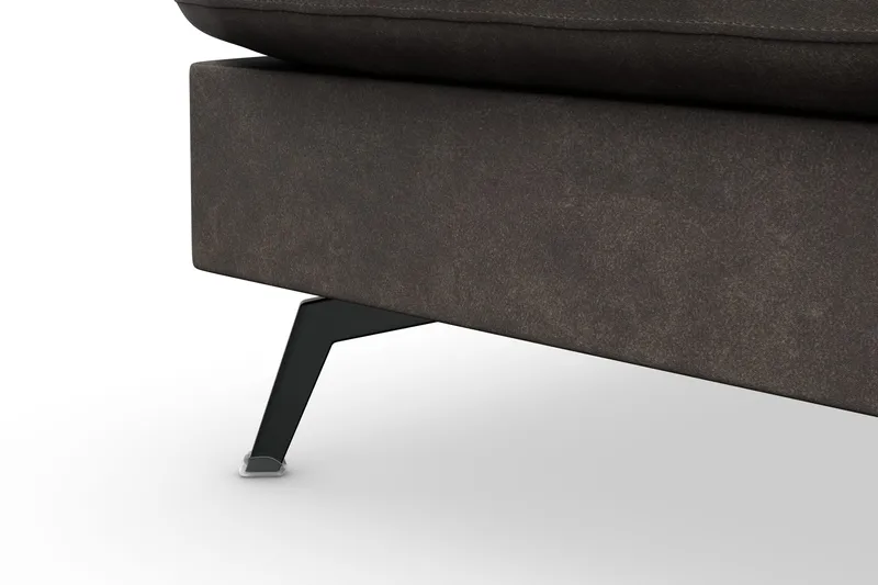 Ocean Lyx 6-sits Vänstervänd U-formad Soffa med Divan och Schäslong + Fotpall i Konstläder - Mörkgrå - Möbler - Soffa - Skinnsoffor