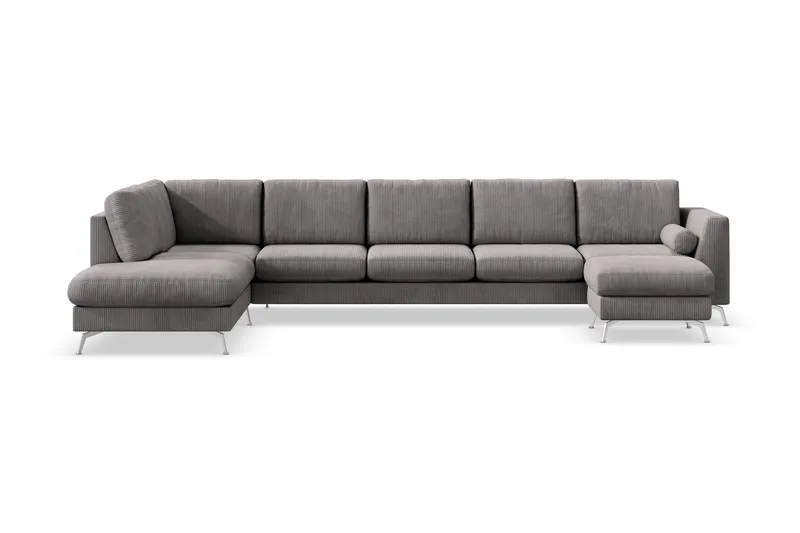 Ocean Lyx 6-sits Vänstervänd U-formad Soffa med Divan och Schäslong + Fotpall i Manchester, Mörkgrå