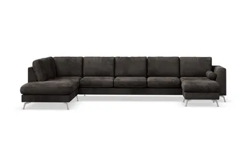 Ocean Lyx 6-sits Vänstervänd U-formad Soffa med Divan och Schäslong + Fotpall i Sammet
