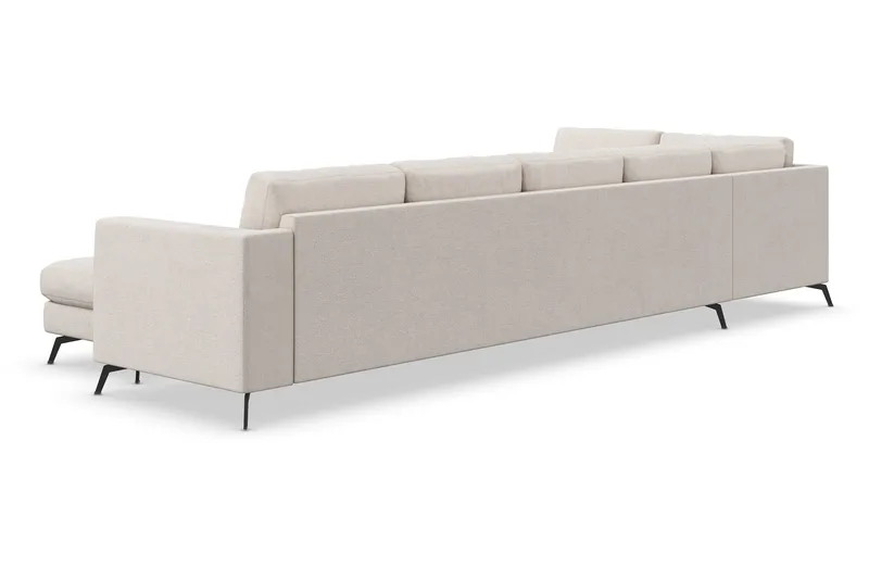 Ocean Lyx 6-sits Vänstervänd U-formad Soffa med Divan och Schäslong + Fotpall i Tyg - Beige - Möbler - Soffa - U-soffa