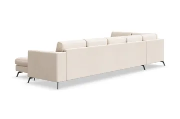 Ocean Lyx 6-sits Vänstervänd U-formad Soffa med Divan och Schäslong + Fotpall i Tyg - Beige - Möbler - Soffa - U-soffa