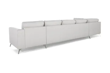 Ocean Lyx 6-sits Vänstervänd U-formad Soffa med Divan och Schäslong + Fotpall i Tyg - Ljusgrå - Möbler - Soffa - U-soffa