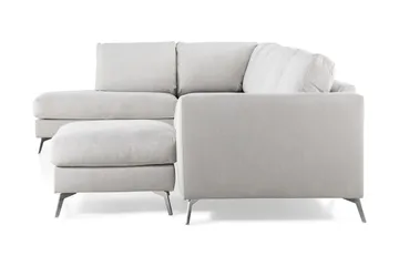Ocean Lyx 6-sits Vänstervänd U-formad Soffa med Divan och Schäslong + Fotpall i Tyg - Ljusgrå - Möbler - Soffa - U-soffa