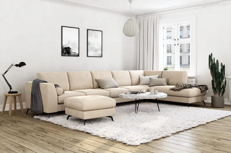 Ocean Lyx U-soffa med Schäslong Höger - Beige - Möbler - Soffa - U-soffa