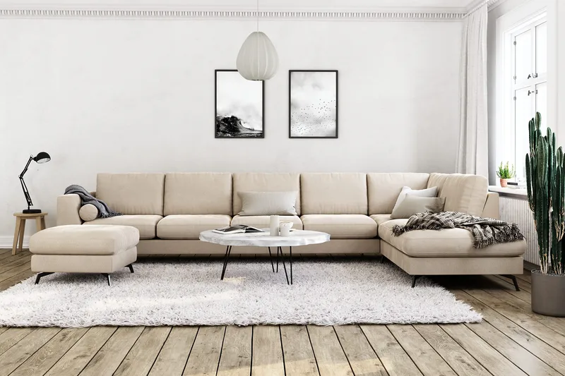 Ocean Lyx U-soffa med Schäslong Höger - Beige - Möbler - Soffa - U-soffa