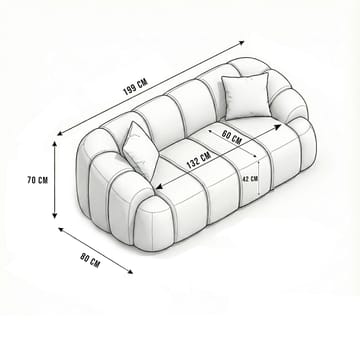Octavio 2-sitssoffa 199x70x80 cm - turkos - Möbler - Soffa - 2 sits soffa