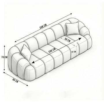 Octavio 4-sitssoffa 268x70x80 cm - Grå - Möbler - Soffa - 4 sits soffa
