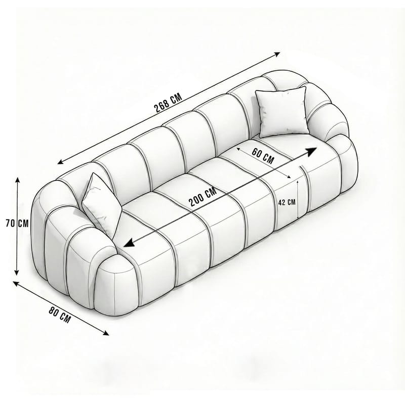 Octavio 4-sitssoffa 268x70x80 cm - Vit - Möbler - Soffa - 4 sits soffa