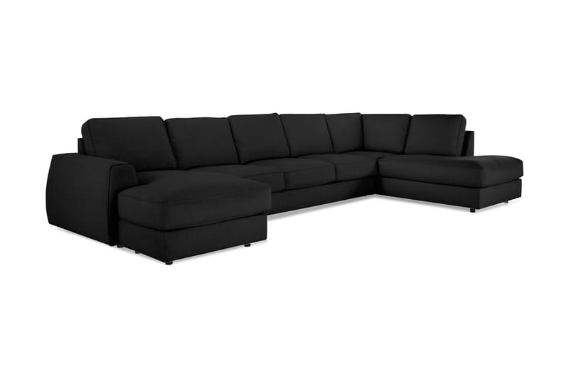 Optus Lyx U-soffa med Divan Large Vänster - Linnesvart - U-soffa
