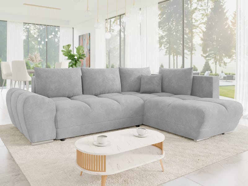 Ostra 4-sits Bäddsoffa divan höger med förvaring - Grå - Möbler - Soffa - Bäddsoffa