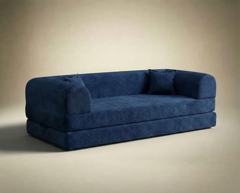 Pento 3-sits Bäddsoffa i Plysch - Marinblå - Möbler - Soffa - Bäddsoffa