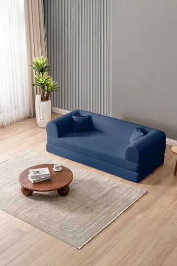 Pento 3-sits Bäddsoffa i Plysch - Marinblå - Möbler - Soffa - Bäddsoffa