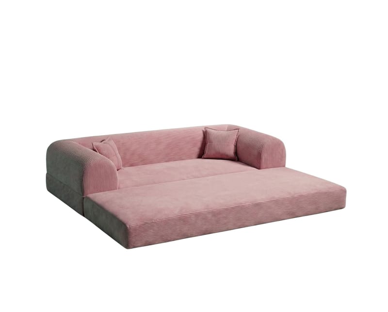 Pento 3-sits Bäddsoffa i Plysch - Rosa - Möbler - Soffa - Bäddsoffa